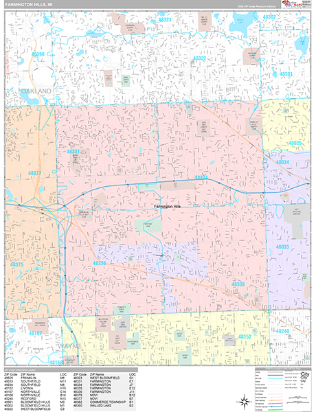 Farmington Hills Wall Map